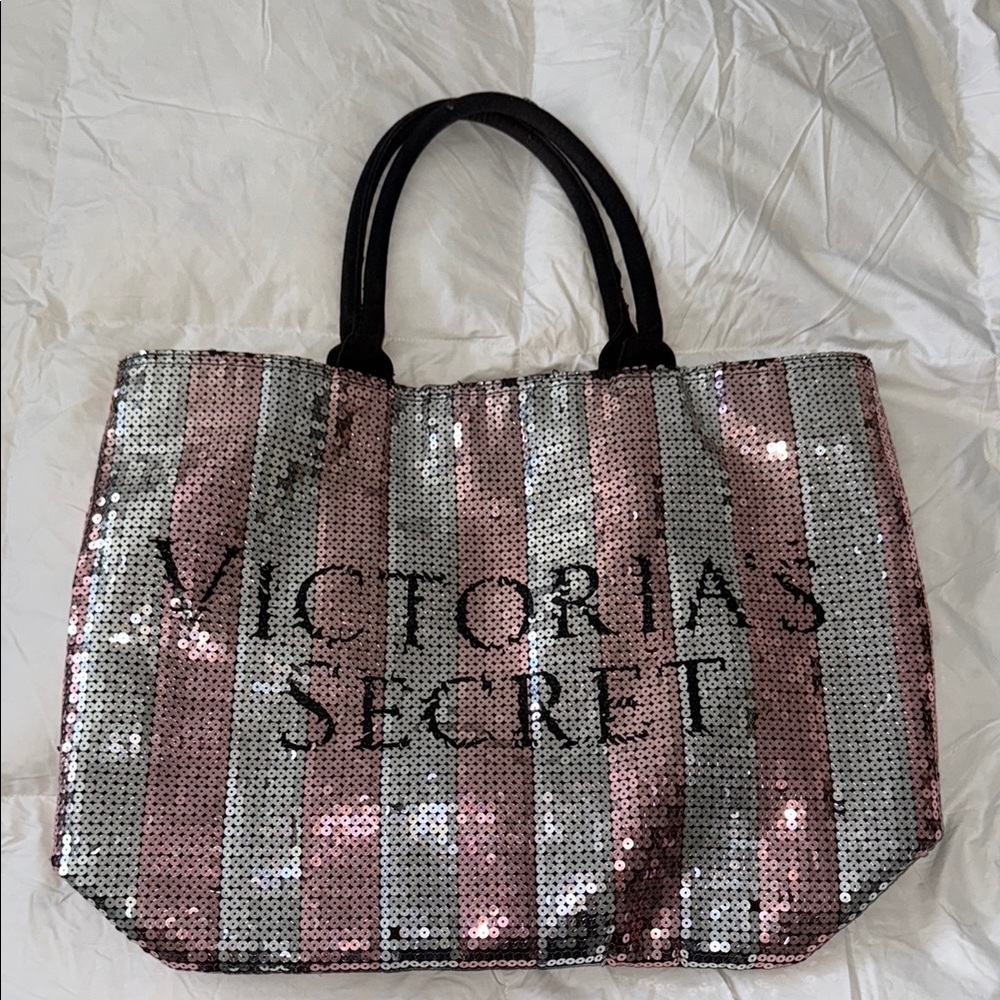 Victoria's Secret Glamorous Pink and Silver Tote
